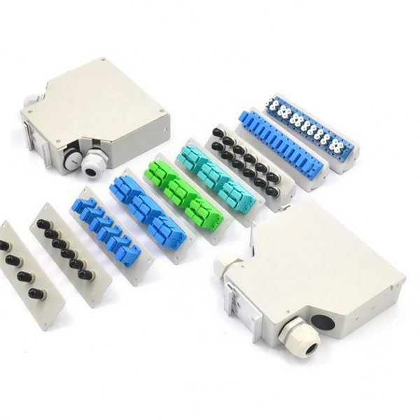 Fiber optic cables blue green brown